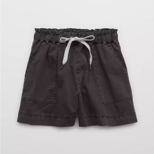 Aerie Gray High-Waisted Drawstring Shorts
